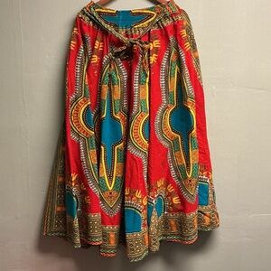 Colorful Ethnic Print A-Line Skirt 0238